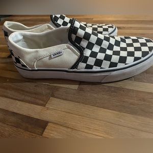 White and Black Checkered Vans